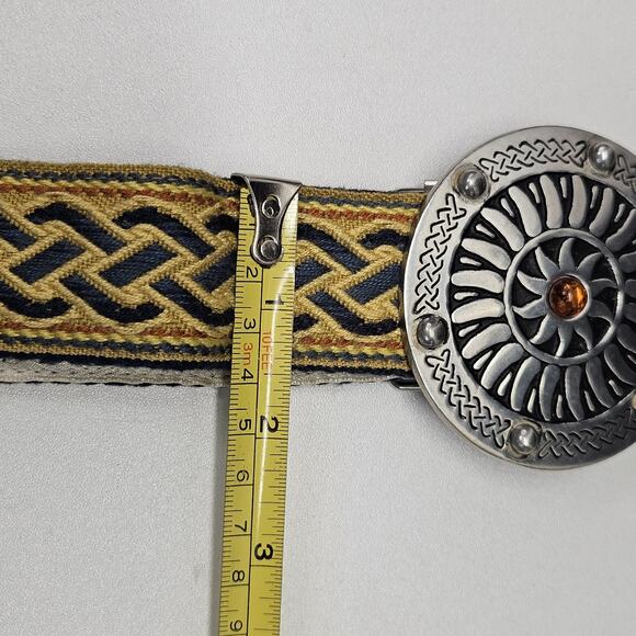 Retro Medallion Belt Buckle Nylon Mackenzie Adjustable Belt Boho Festival Vtg main image 9